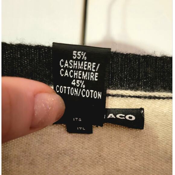 Club Monaco, L | Cashmere Cotton Blend Grey And Cream Color Block Sweater - Picture 6 of 7